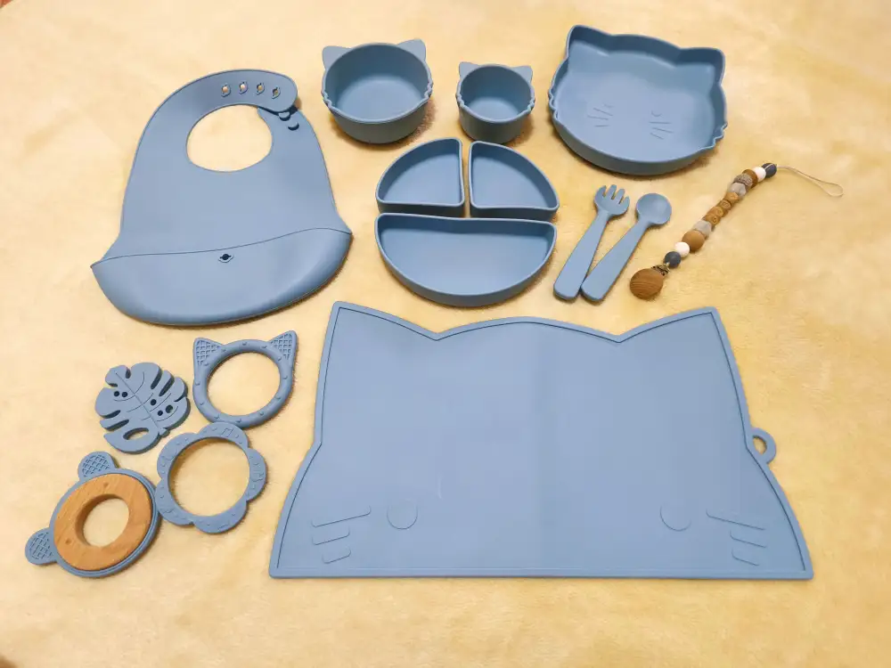 Силиконовый набор посуды + грызунки и прищепка