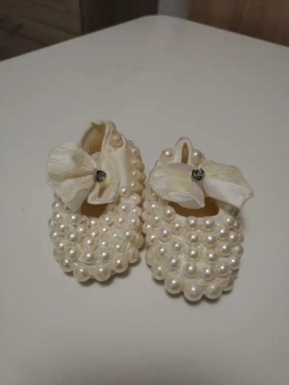 Пинетки жемчужные. Размер 0-3 месяца (10см)