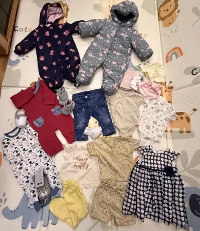 Лот одежды на девочку + горка для купания и термометр