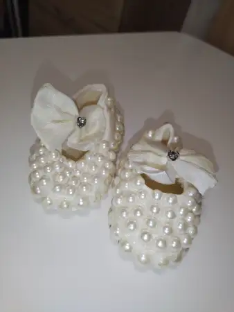 Пинетки жемчужные. Размер 0-3 месяца (10см)