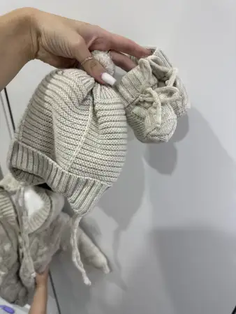 Теплый вязаный костюм 1-3 месяца